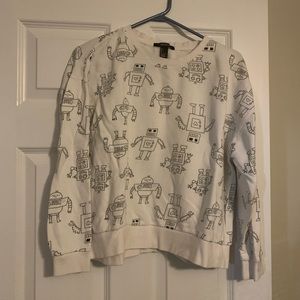 Forever21 White Robot Love Sweatshirt - Size L